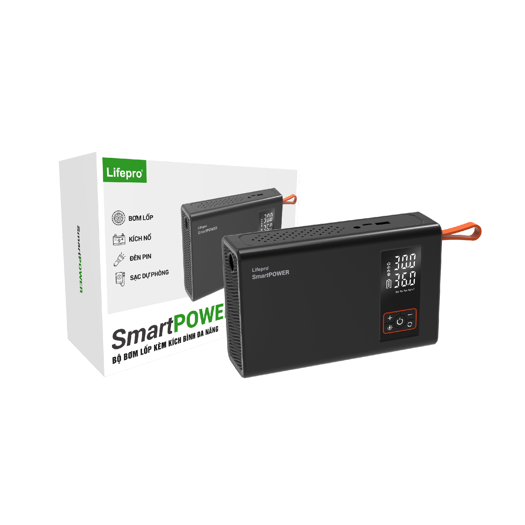[MUA 1 TẶNG 1] Bộ bơm lốp kèm kích bình đa năng SmartPOWER