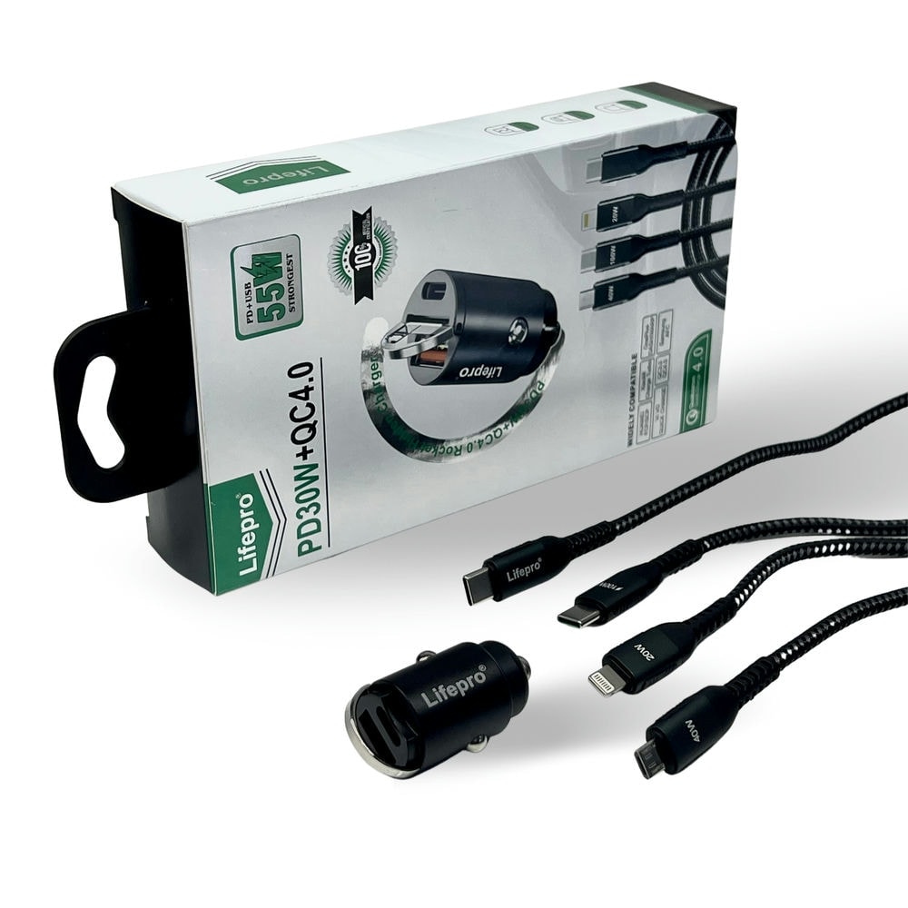 Bộ dây 3in1 + củ sạc nhanh tích hợp PD3.0/QC4.0 Lifepro L838