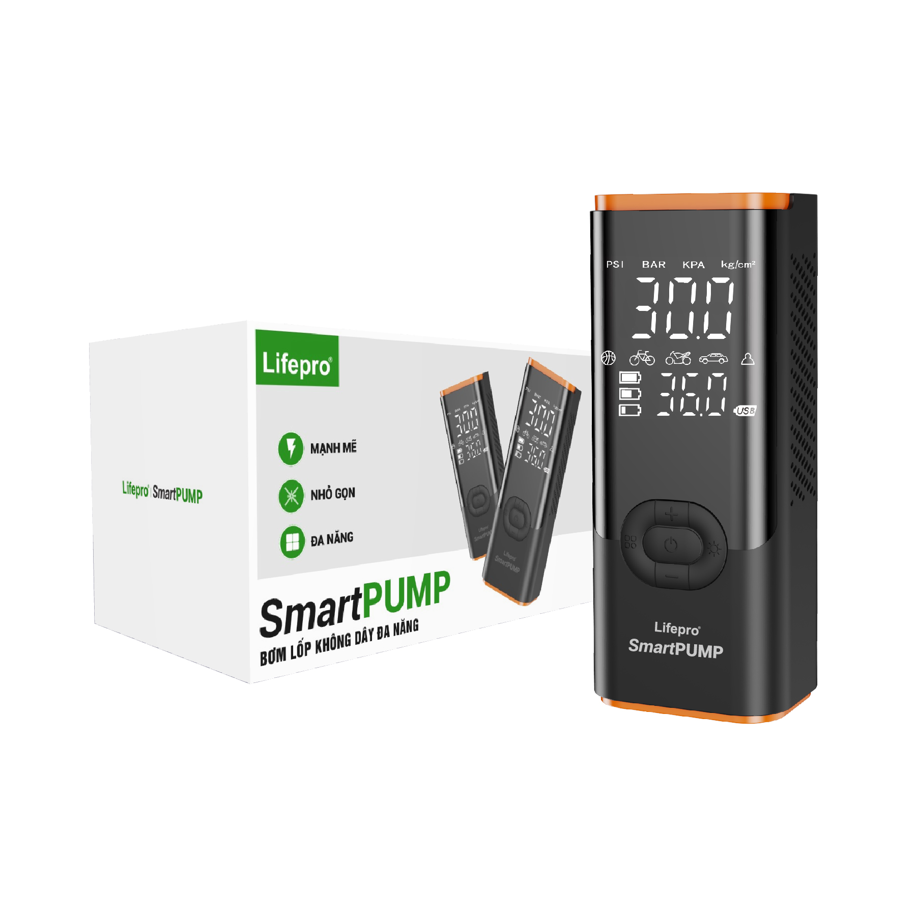 [MUA 1 TẶNG 1] Bơm lốp ô tô không dây đa năng SmartPUMP