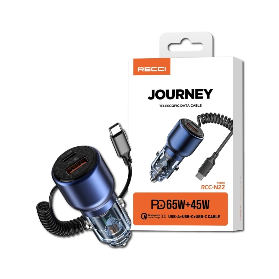 Củ sạc nhanh tích hợp dây Type-C PD65W RECCI RCC-N22